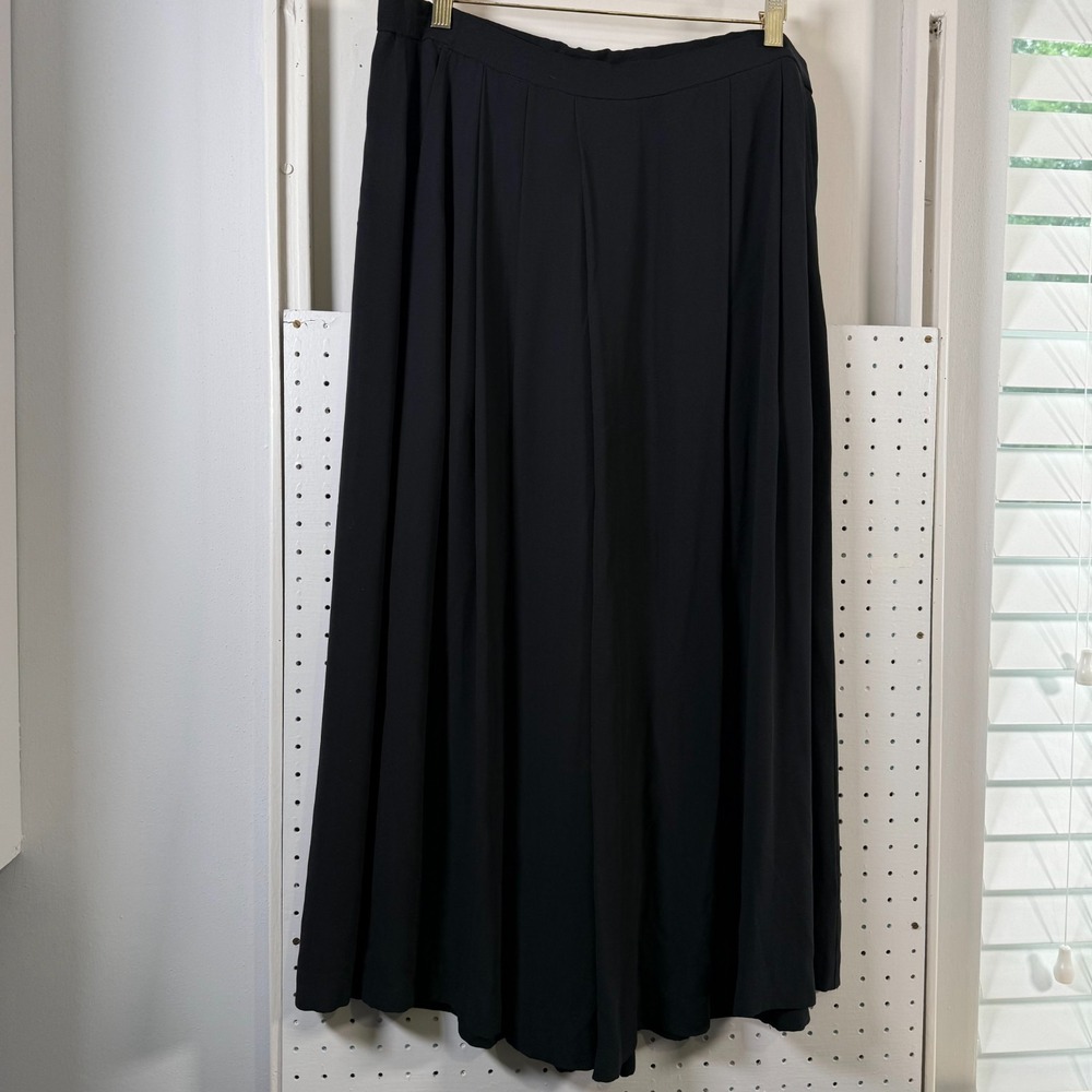 Eileen Fisher Wide-leg Cropped Trousers Women Black Silk Culottes Pants - Medium